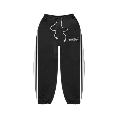 STOP WAITING BLACK TRACK PANTS