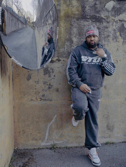 STOP WAITING BLACK TRACK PANTS