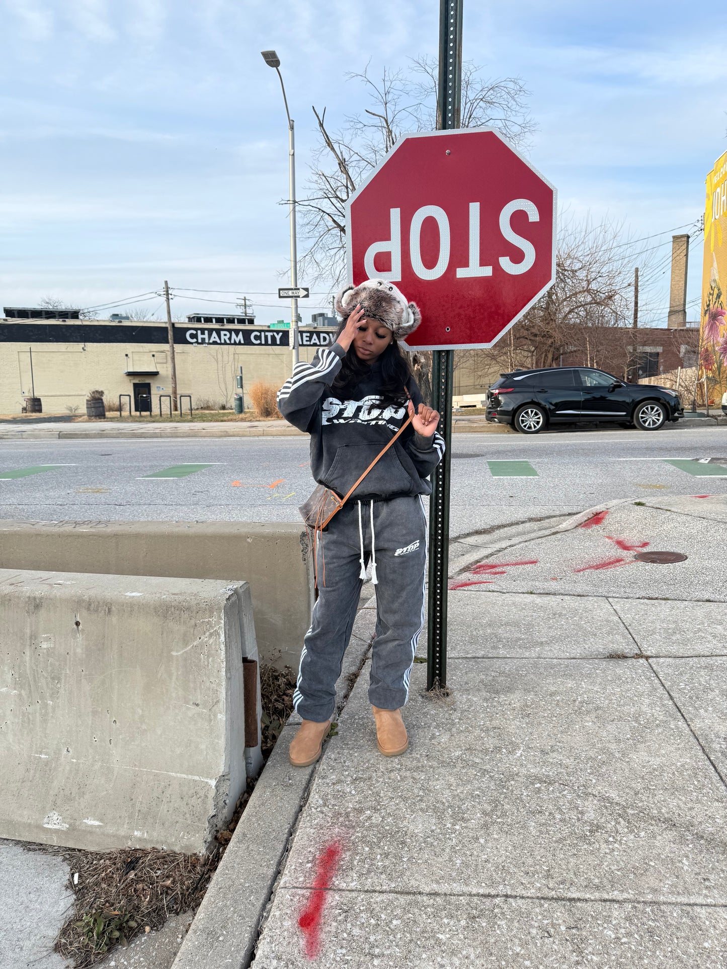 STOP WAITING BLACK TRACK HOODIE