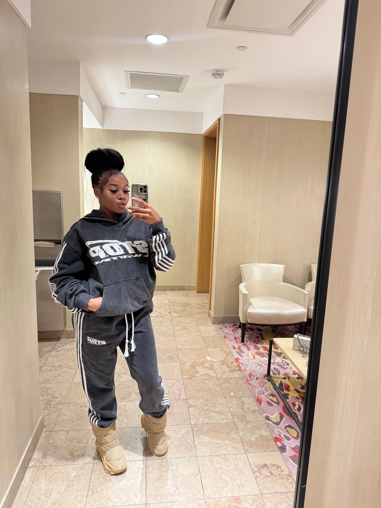 STOP WAITING BLACK TRACK HOODIE