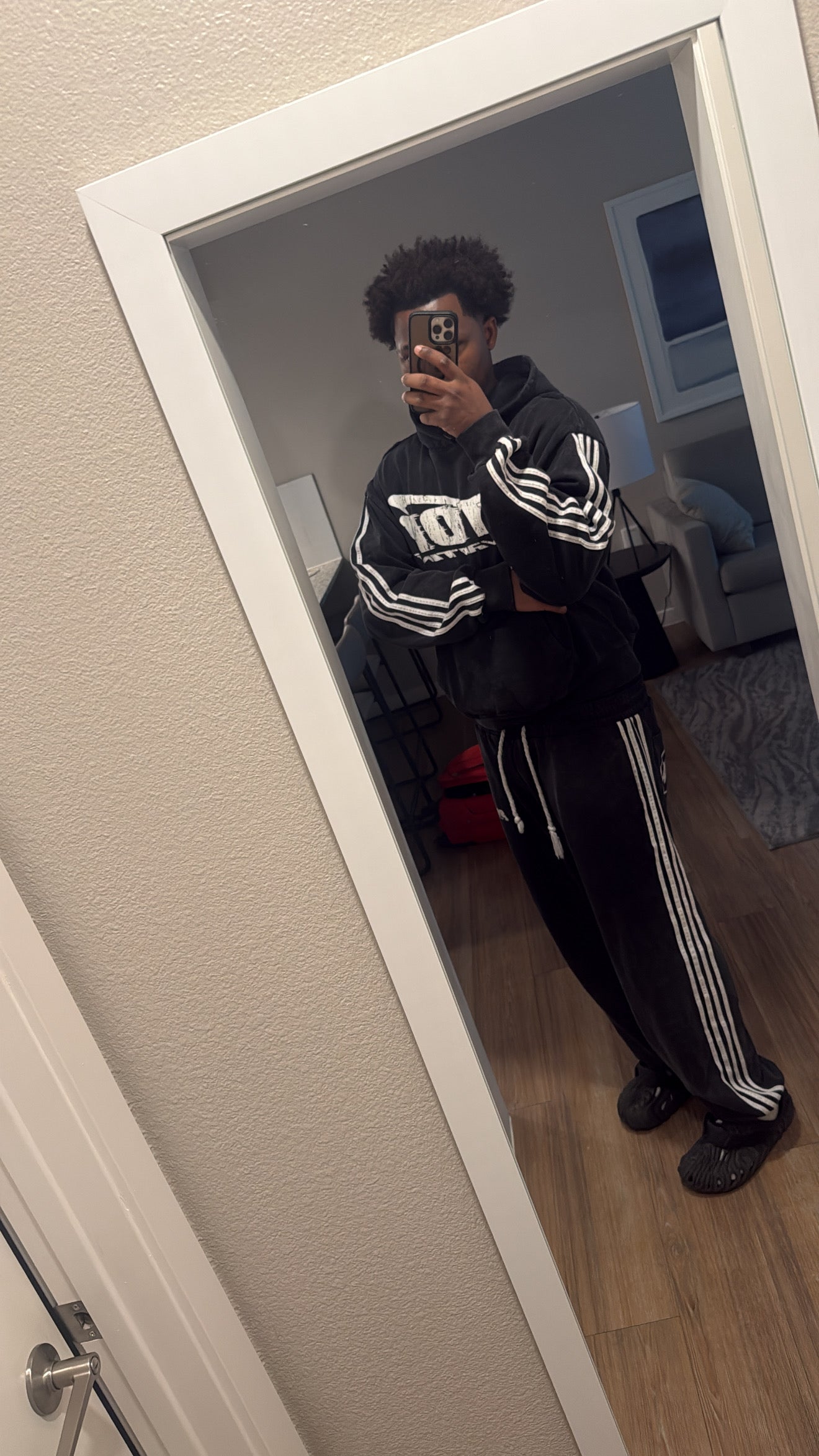 STOP WAITING BLACK TRACK PANTS