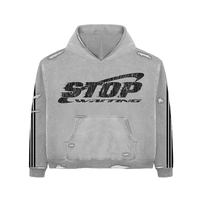 STOP WAITING GREY TRACK HOODIE