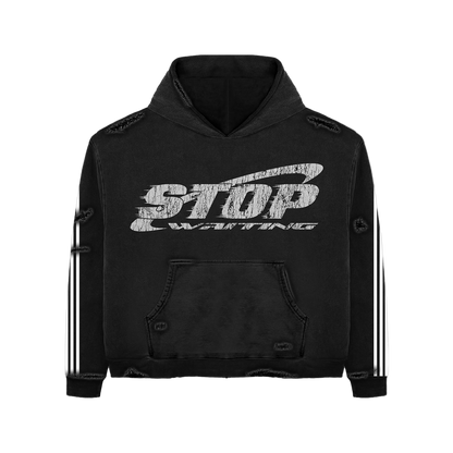 STOP WAITING BLACK TRACK HOODIE