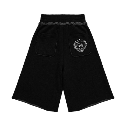 VARSITY BLACK SWEATSHORT