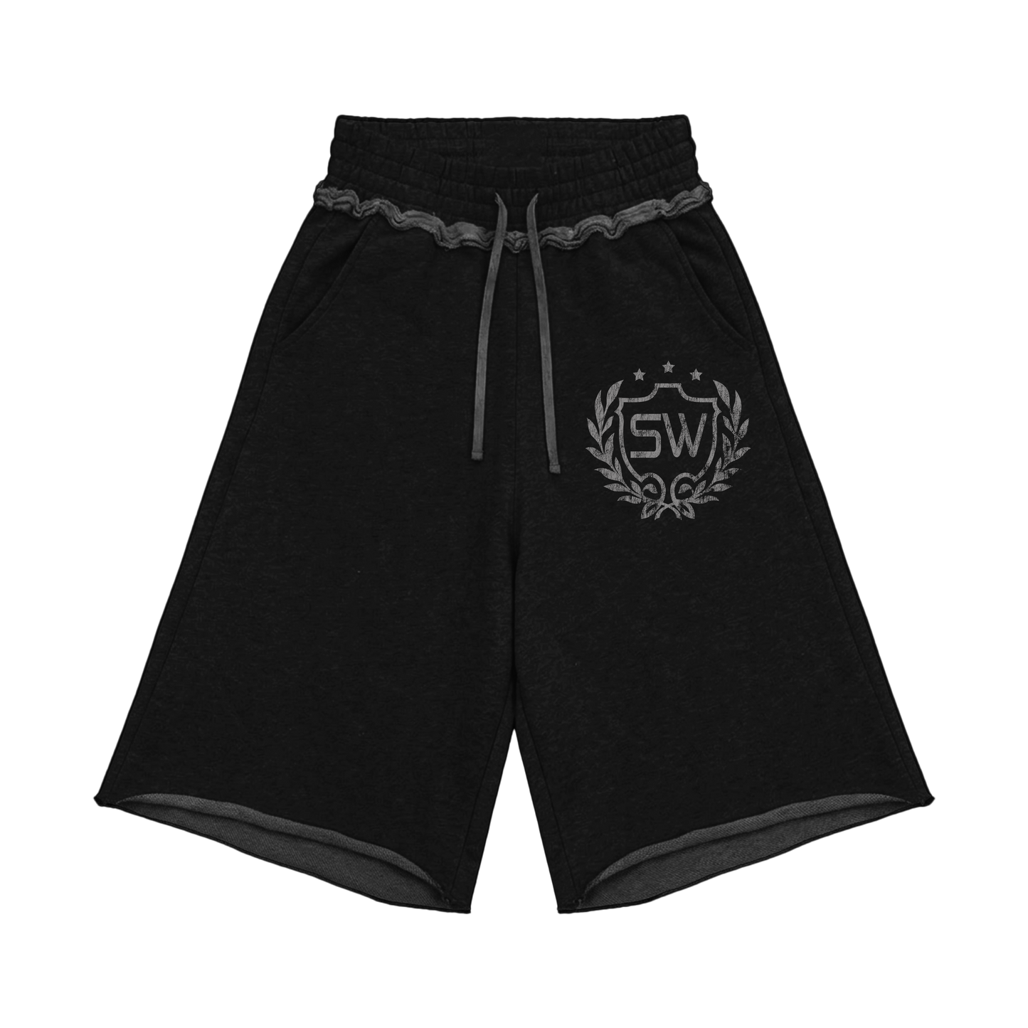 VARSITY BLACK SWEATSHORT