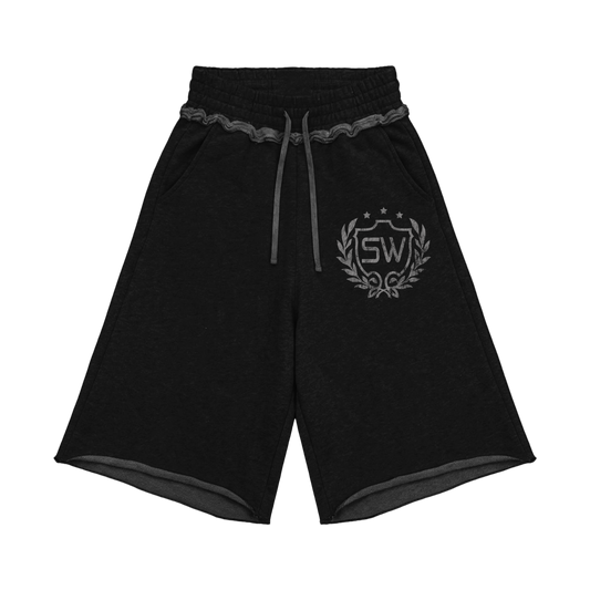 VARSITY BLACK SWEATSHORT